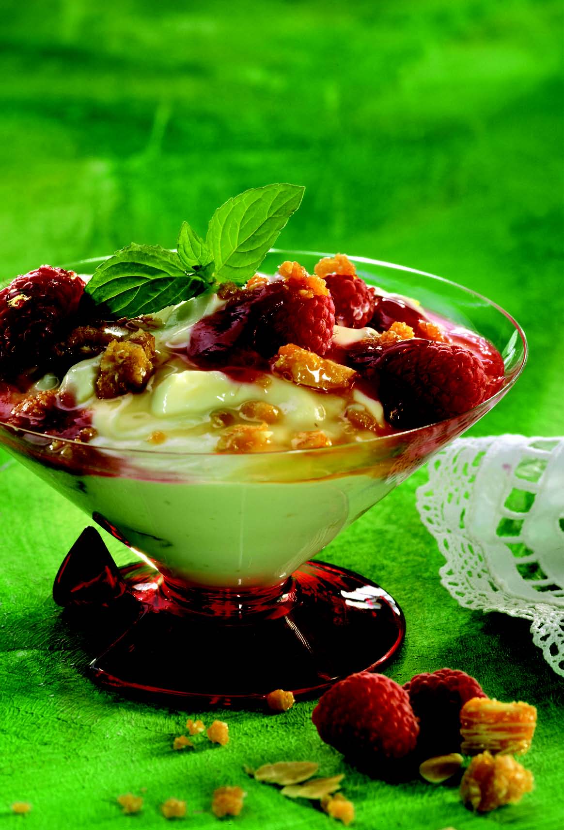 Pjena od ricotta sira s malinama